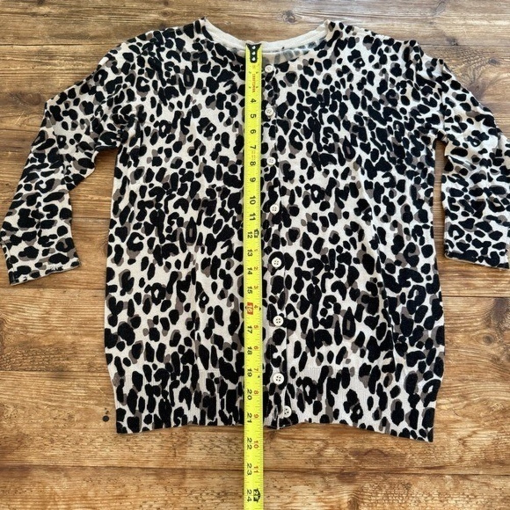 Animal Leopard Print 3/4 Sleeve Button-Up Black Brown Cardigan Women's S-M NWOT - Picture 6 of 8